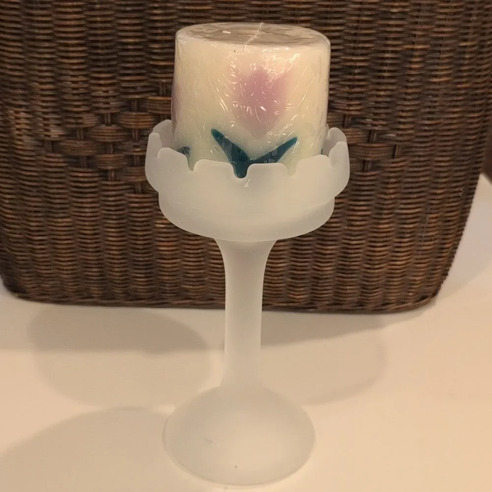 Frosted Glass Turret Pillar Candleholder Spring Castle Garden - Picture 3 of 10